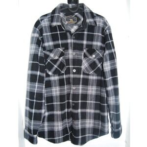 Freedom Foundry fleece flannel shirt Men's medium black white plaid‎